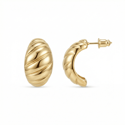 Chunky Croissant Dome Earrings in Gold-Plated Steel. No green marks, perfect for daily wear.