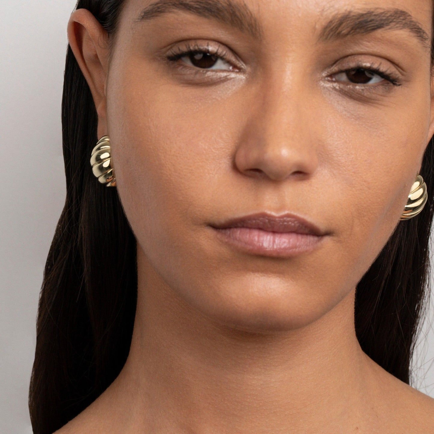Chunky Croissant Dome Earrings as a thoughtful birthday gift in Gold-Plated Steel. Hypoallergenic for sensitive ears.