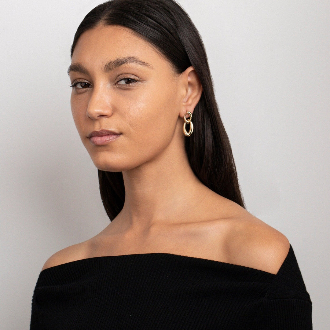 Chunky Link Drop Earrings in Glamour Jewelry House gift box — Gold-Plated Steel anniversary gift. No green marks.