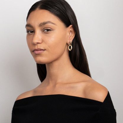 Chunky Link Drop Earrings in Glamour Jewelry House gift box — Gold-Plated Steel anniversary gift. No green marks.