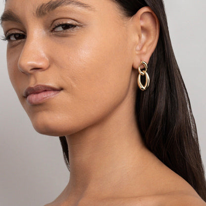 The Chunky Link Drop Earrings as an anniversary gift in Gold-Plated Steel. Tarnish-resistant, made for keeping.