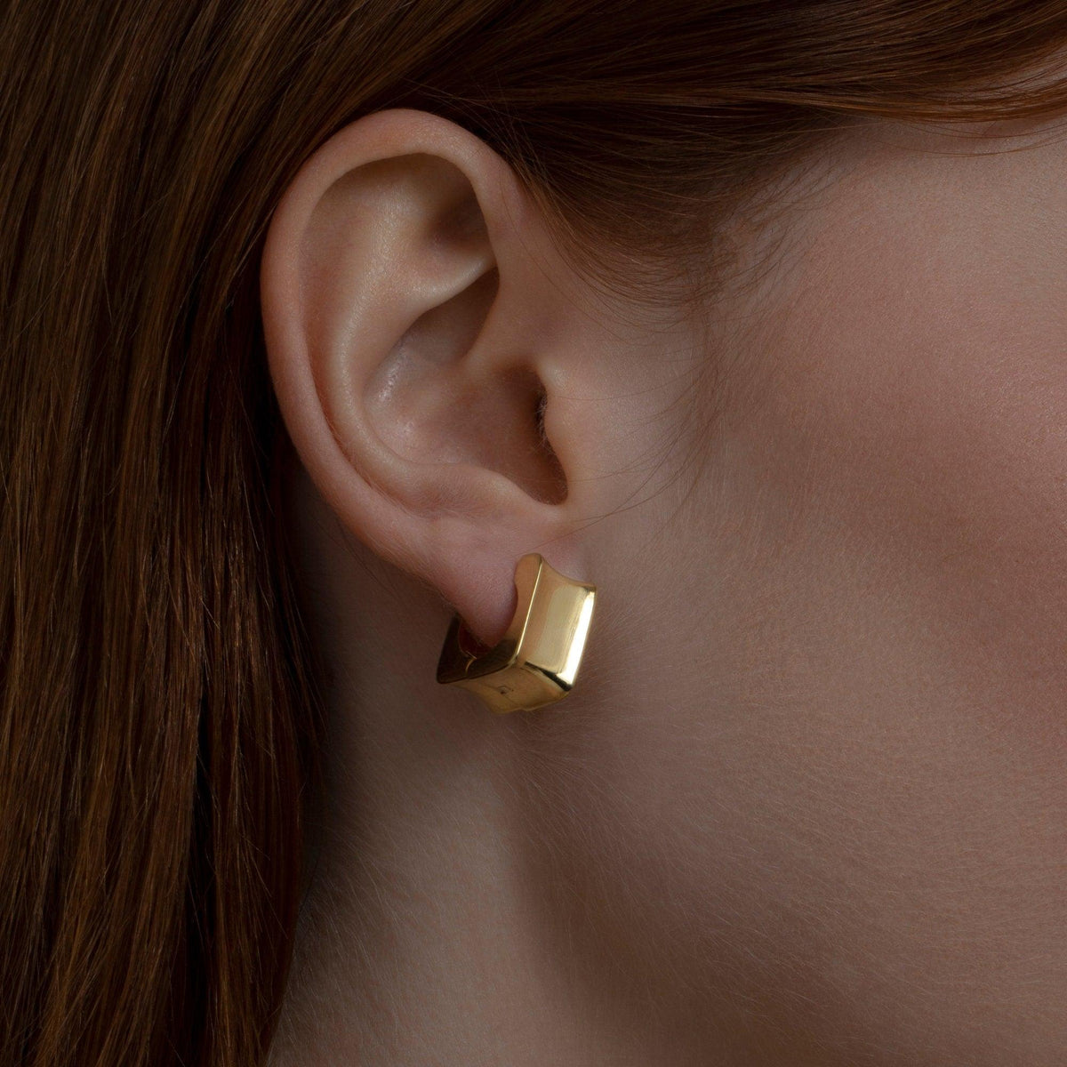Chunky Square Huggie Hoop Earrings as a thoughtful birthday gift in 18K Gold Vermeil. Hypoallergenic for sensitive ears.