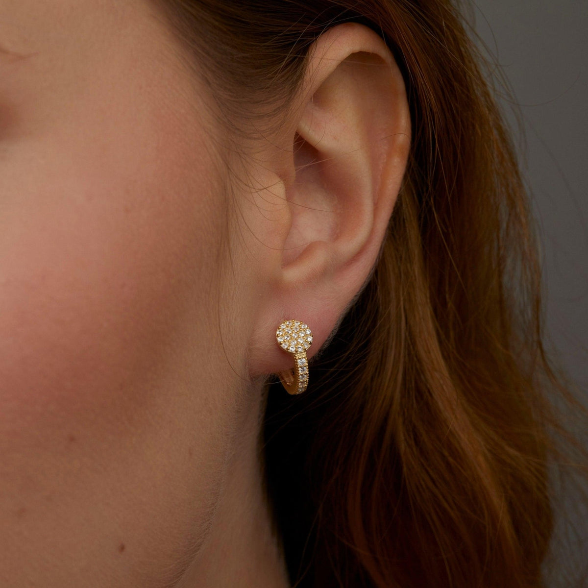 The Circle Pavé Hoop Earrings as a wedding gift in 18K Gold Vermeil. Tarnish-resistant, made for keeping.