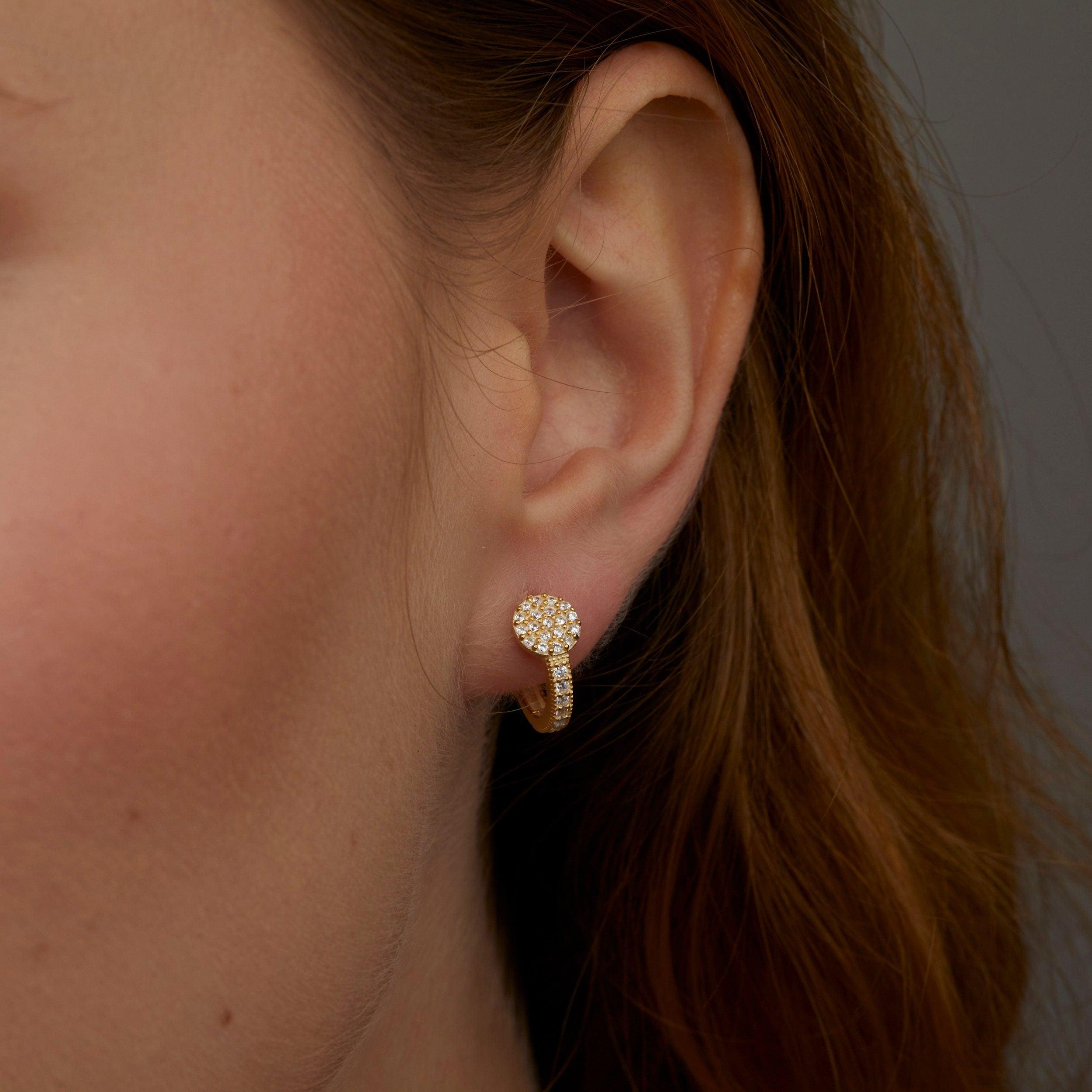 The Circle Pavé Hoop Earrings as a wedding gift in 18K Gold Vermeil. Tarnish-resistant, made for keeping.