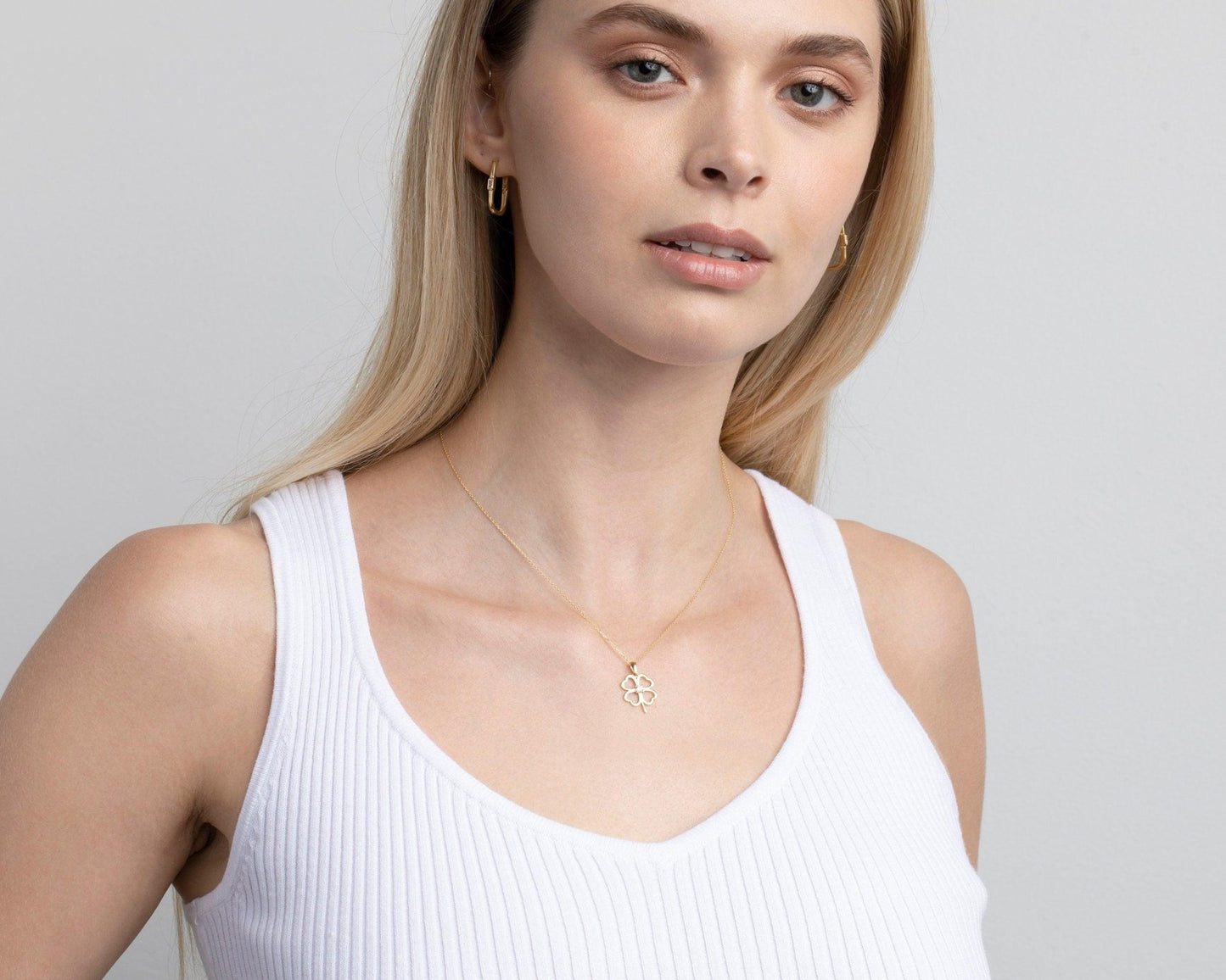 Clover Heart Gold Necklace in Glamour Jewelry House gift box — 18K Gold Vermeil anniversary gift. Tarnish-resistant.
