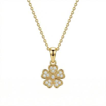 Clover Necklace with CZ Diamonds in 18K Gold Vermeil with CZ Diamond. Tarnish-resistant, perfect for daily wear.
