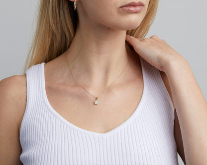 Clover Necklace with CZ Diamonds as a thoughtful birthday gift in 18K Gold Vermeil with CZ Diamond. Hypoallergenic, no.