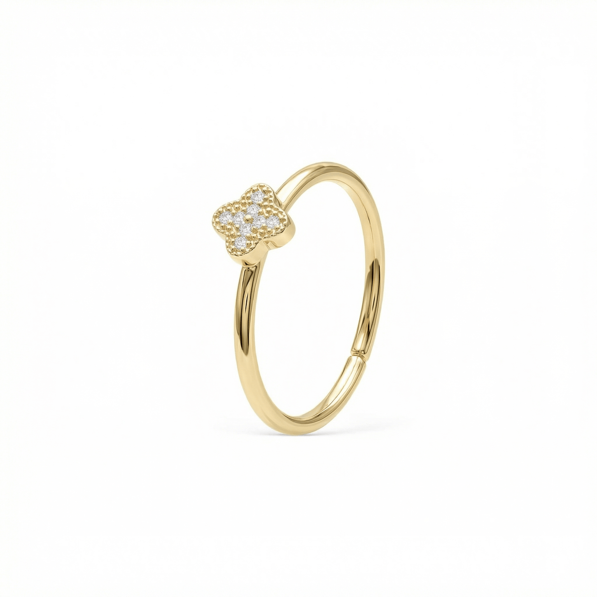 Clover Stackable Ring in 18K Gold Vermeil. Tarnish-resistant, perfect for daily wear.