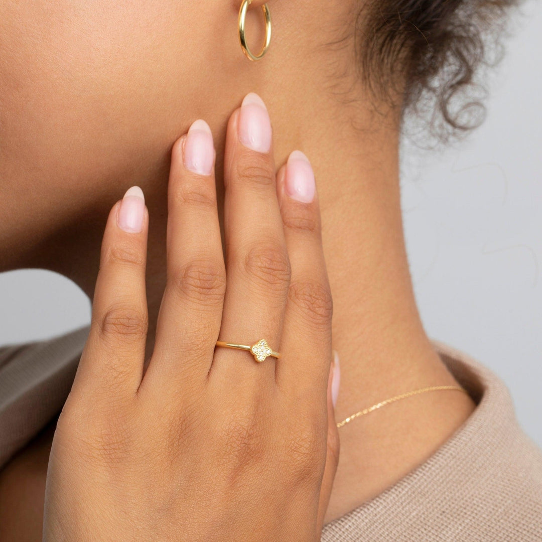 The Clover Stackable Ring as a graduation gift in 18K Gold Vermeil. Tarnish-resistant, made for keeping.