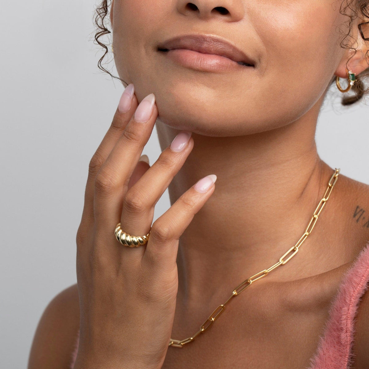 Croissant Adjustable Ring as a thoughtful birthday gift in 18K Gold Vermeil. Hypoallergenic, no green marks.