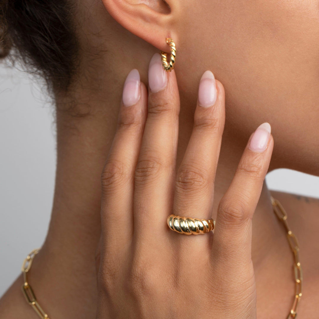 The Croissant Adjustable Ring as a graduation gift in 18K Gold Vermeil. Tarnish-resistant, made for keeping.