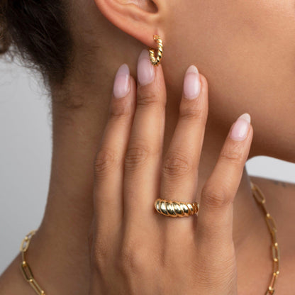 The Croissant Adjustable Ring as a graduation gift in 18K Gold Vermeil. Tarnish-resistant, made for keeping.
