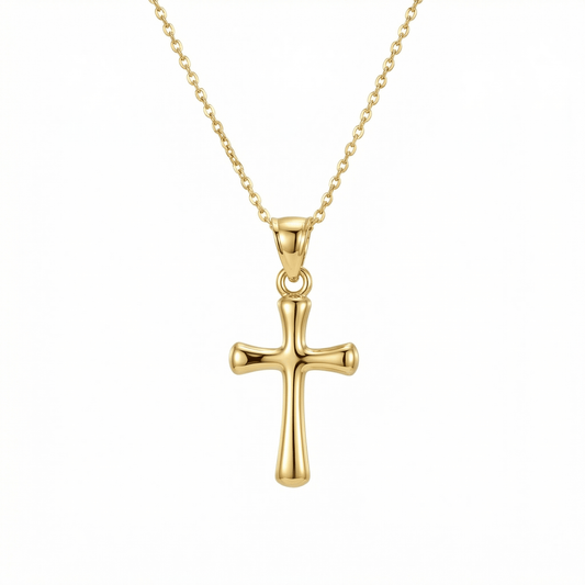 Small Cross Necklace for Women in 18K Gold Vermeil. Tarnish-resistant, perfect for daily wear.
