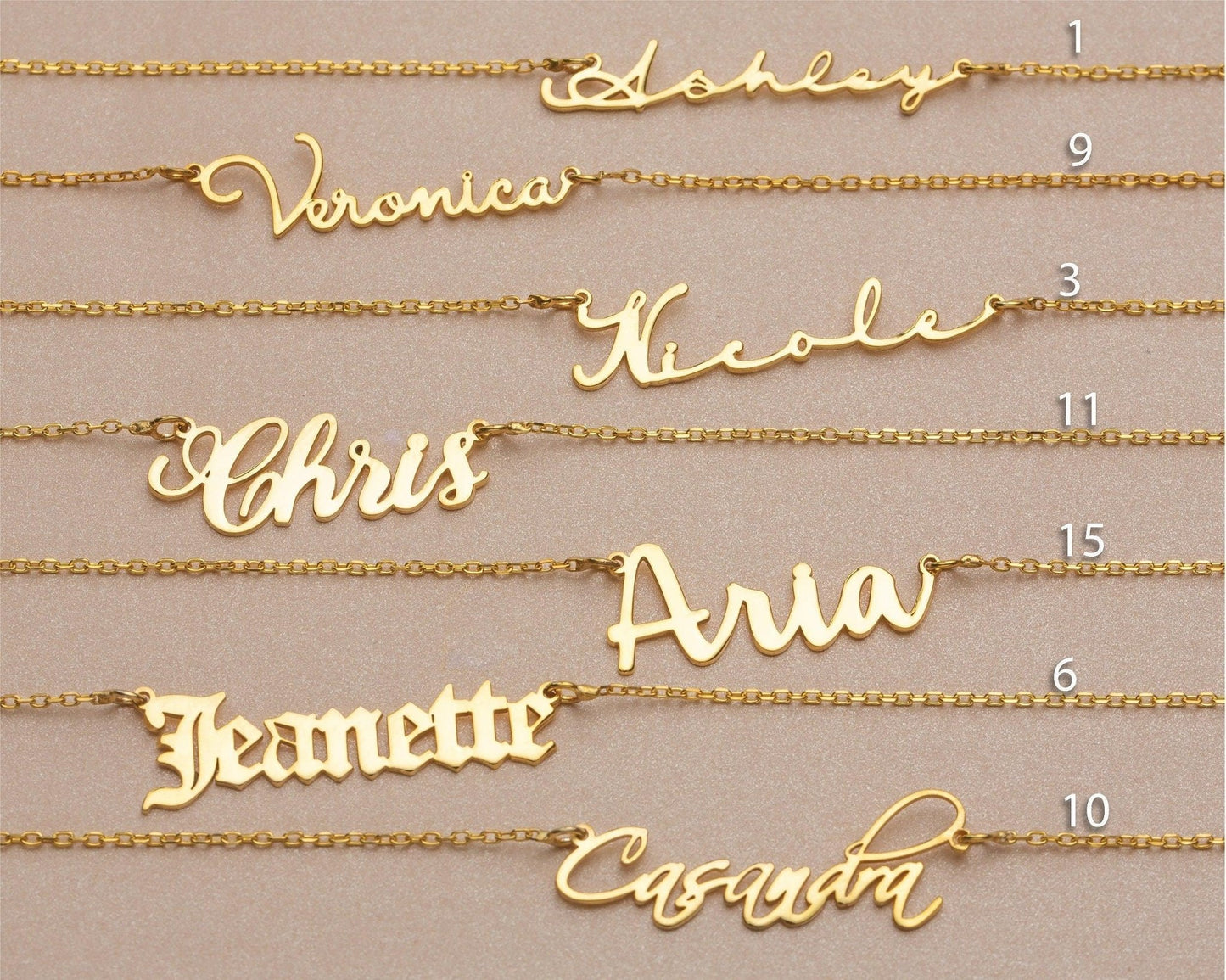 Macro detail of the Custom Name Necklace showcasing craftsmanship in 18K Gold Vermeil. Tarnish-resistant, handmade.