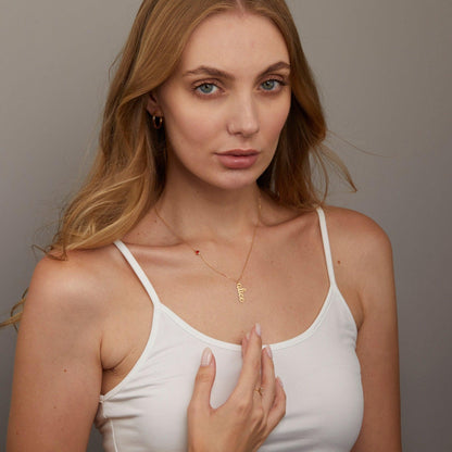 Custom Name Necklace With as a gift in 18K Gold Vermeil. Hypoallergenic, no green marks.