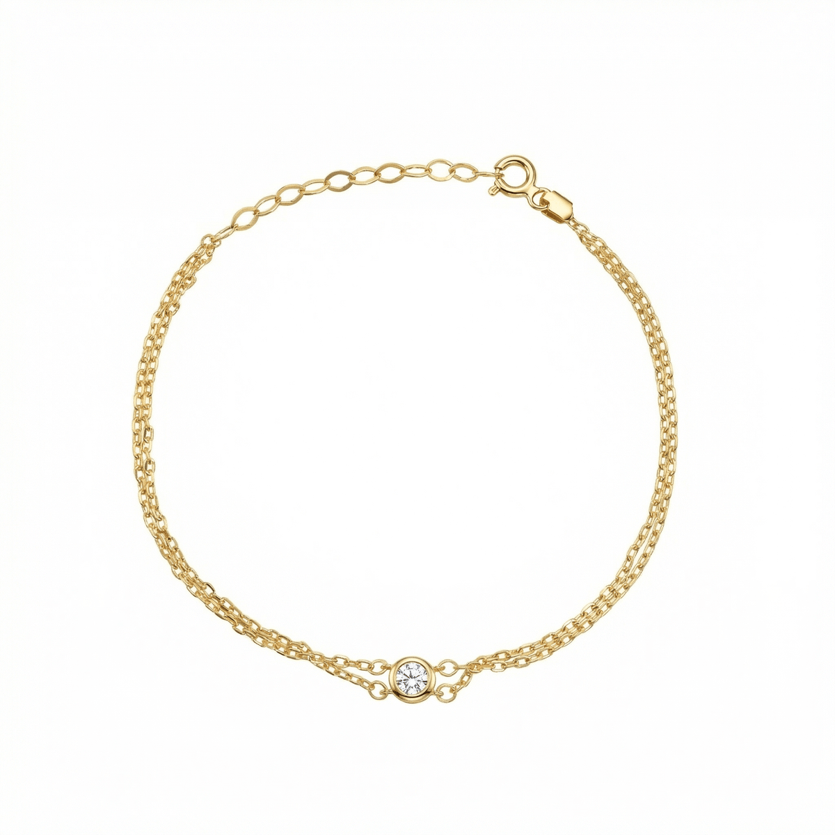 CZ Diamond Bracelet in 18K Gold Vermeil with CZ Diamond. Tarnish-resistant, perfect for daily wear.