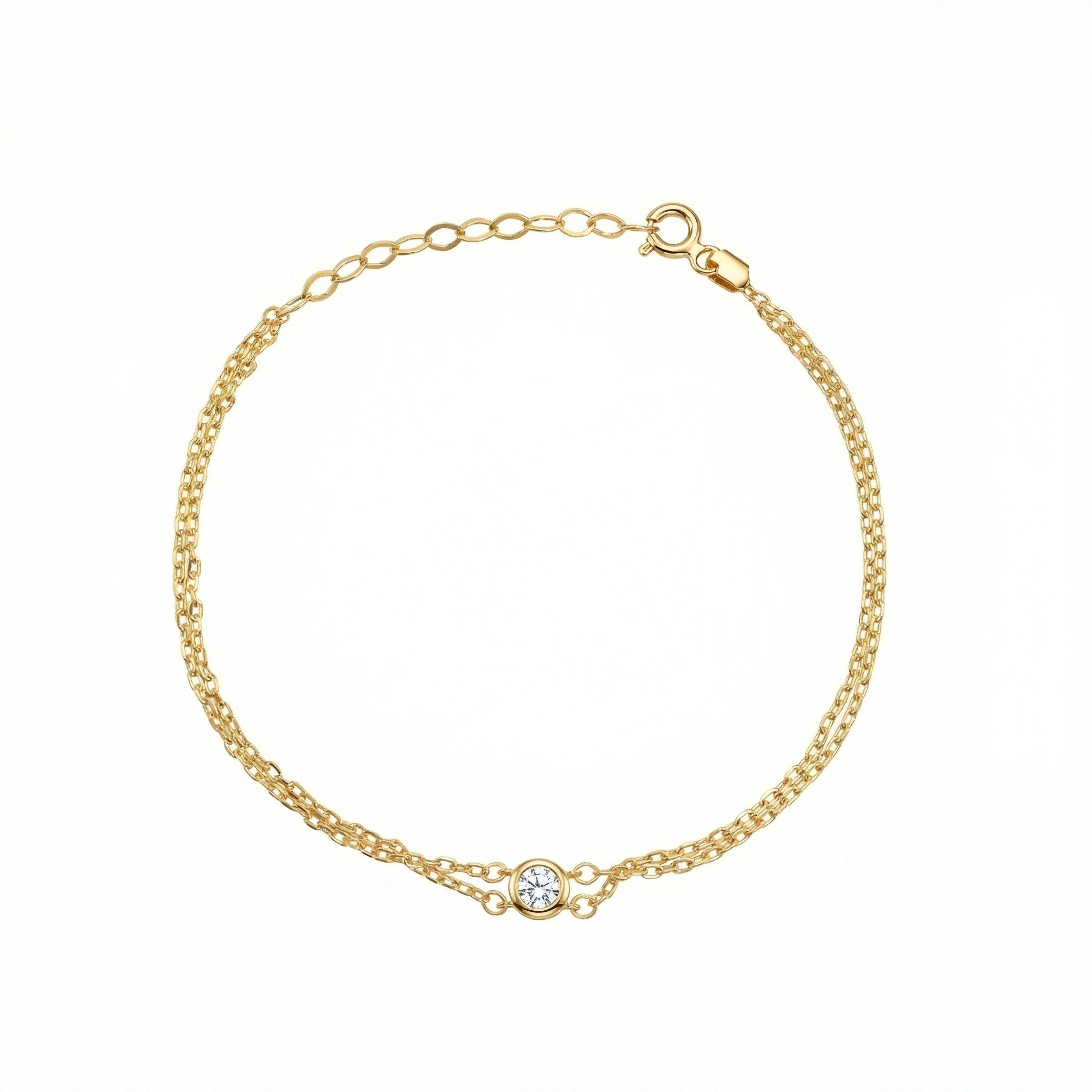 CZ Diamond Bracelet in 18K Gold Vermeil with CZ Diamond. Tarnish-resistant, perfect for daily wear.
