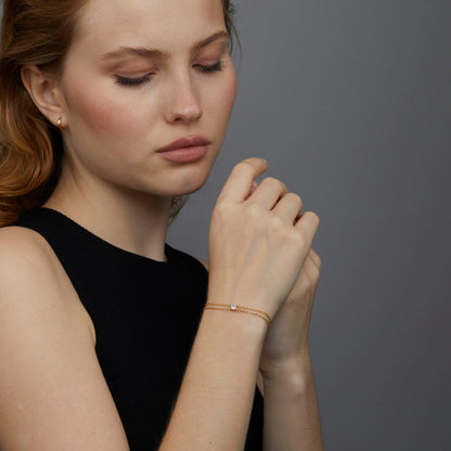 CZ Diamond Bracelet as a thoughtful birthday gift in 18K Gold Vermeil with CZ Diamond. Hypoallergenic, no green marks.