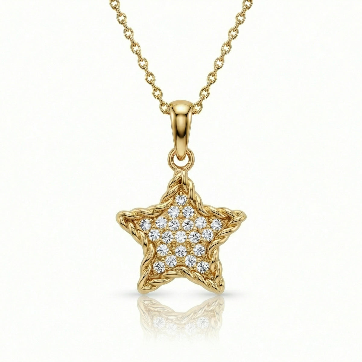 CZ Diamond Star Necklace in 18K Gold Vermeil with CZ Diamond. Tarnish-resistant, perfect for daily wear.