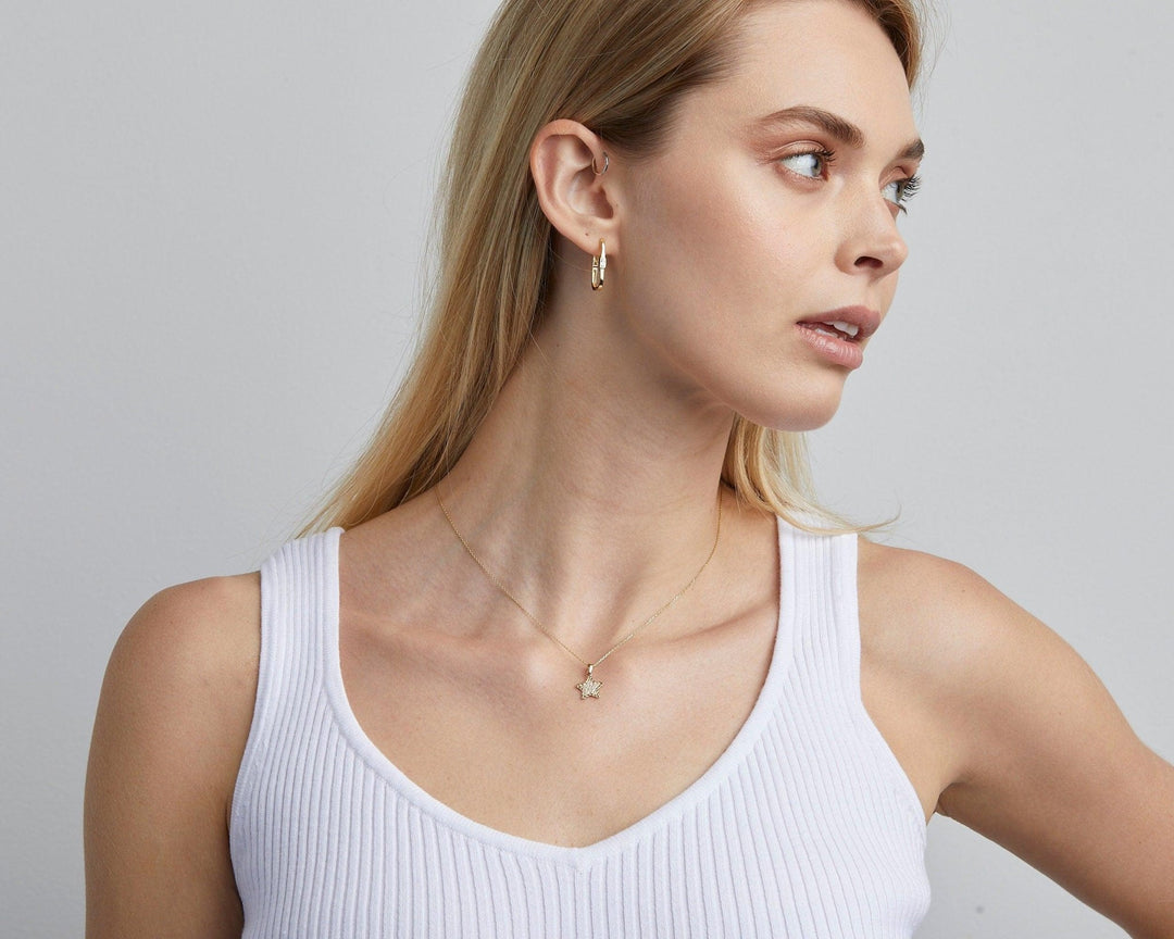 The CZ Diamond Star Necklace as a graduation gift in 18K Gold Vermeil. Safe for sensitive skin, made for keeping.