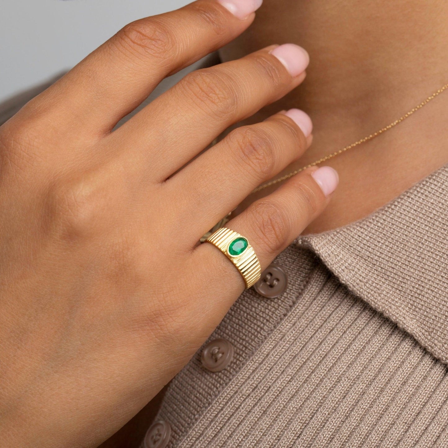 The CZ Emerald Ring as an anniversary gift in 18K Gold Vermeil. Tarnish-resistant, made for keeping.