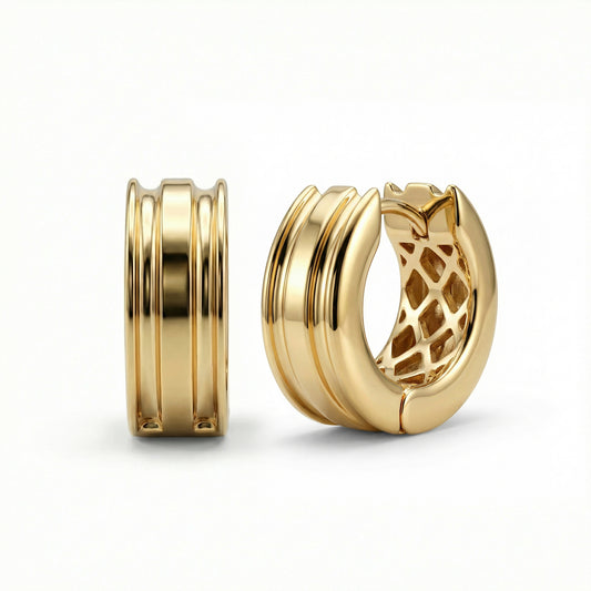 Dainty Huggie Hoop Earrings in 18K Gold Vermeil. No green marks, perfect for daily wear.