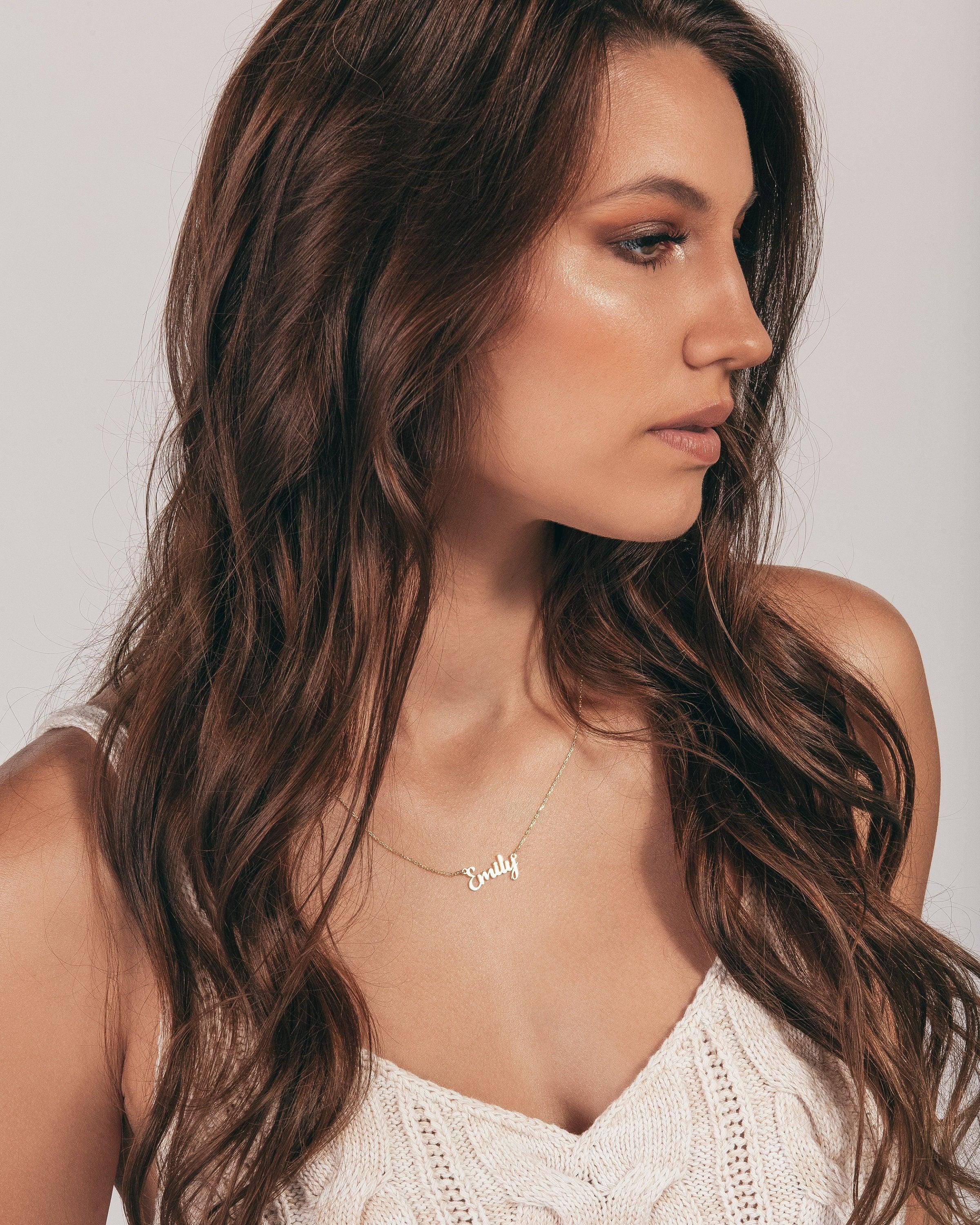 The Dainty Name Necklace as an anniversary gift in 18K Gold Vermeil. Safe for sensitive skin, made for keeping.