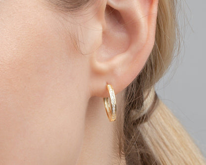 The Dainty Pavé Hoop Earrings as a graduation gift in 18K Gold Vermeil. Tarnish-resistant, made for keeping.