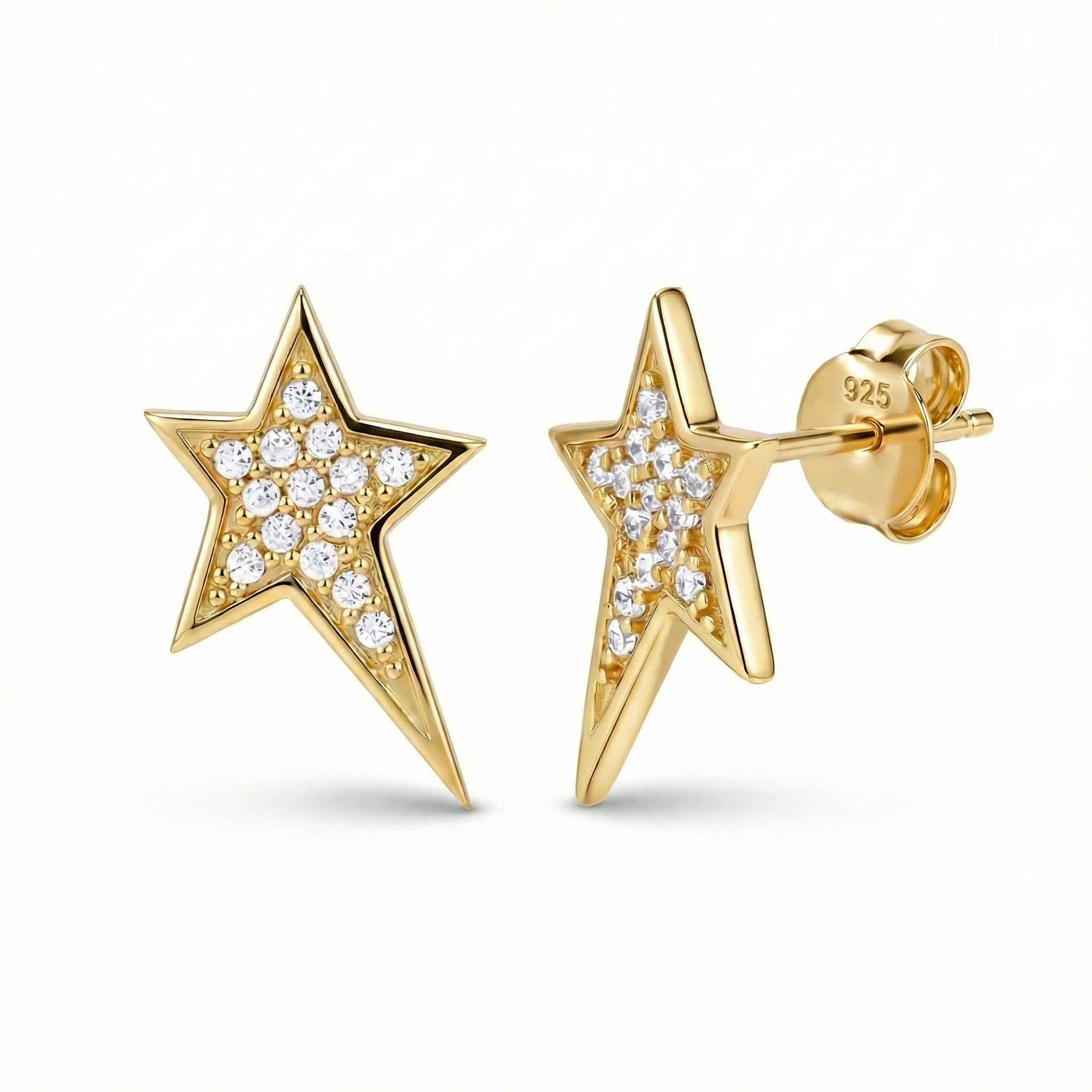 Dainty Star Stud Earrings in 18K Gold Vermeil. No green marks, perfect for daily wear.