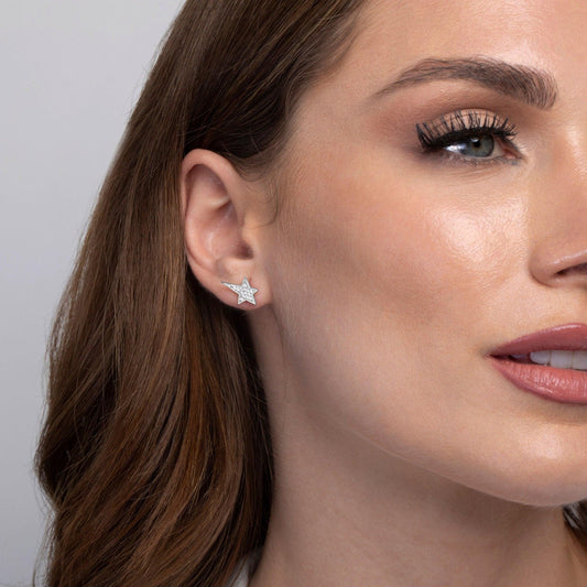 Close detail of the Dainty Star Stud Earrings in 18K Gold Vermeil. Tarnish-resistant, premium handmade jewelry.
