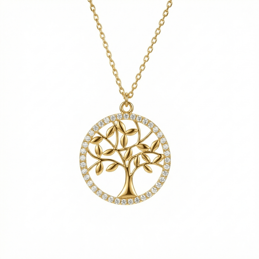 Dainty Tree of Life Necklace in 18K Gold Vermeil. Tarnish-resistant, perfect for daily wear.