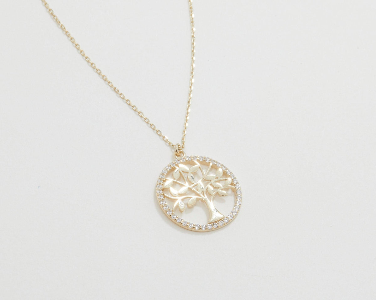 The Dainty Tree of Life Necklace styled in 18K Gold Vermeil — elegant everyday jewelry. Hypoallergenic, no green marks.