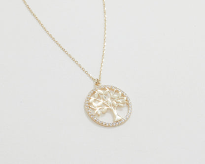 The Dainty Tree of Life Necklace styled in 18K Gold Vermeil — elegant everyday jewelry. Hypoallergenic, no green marks.