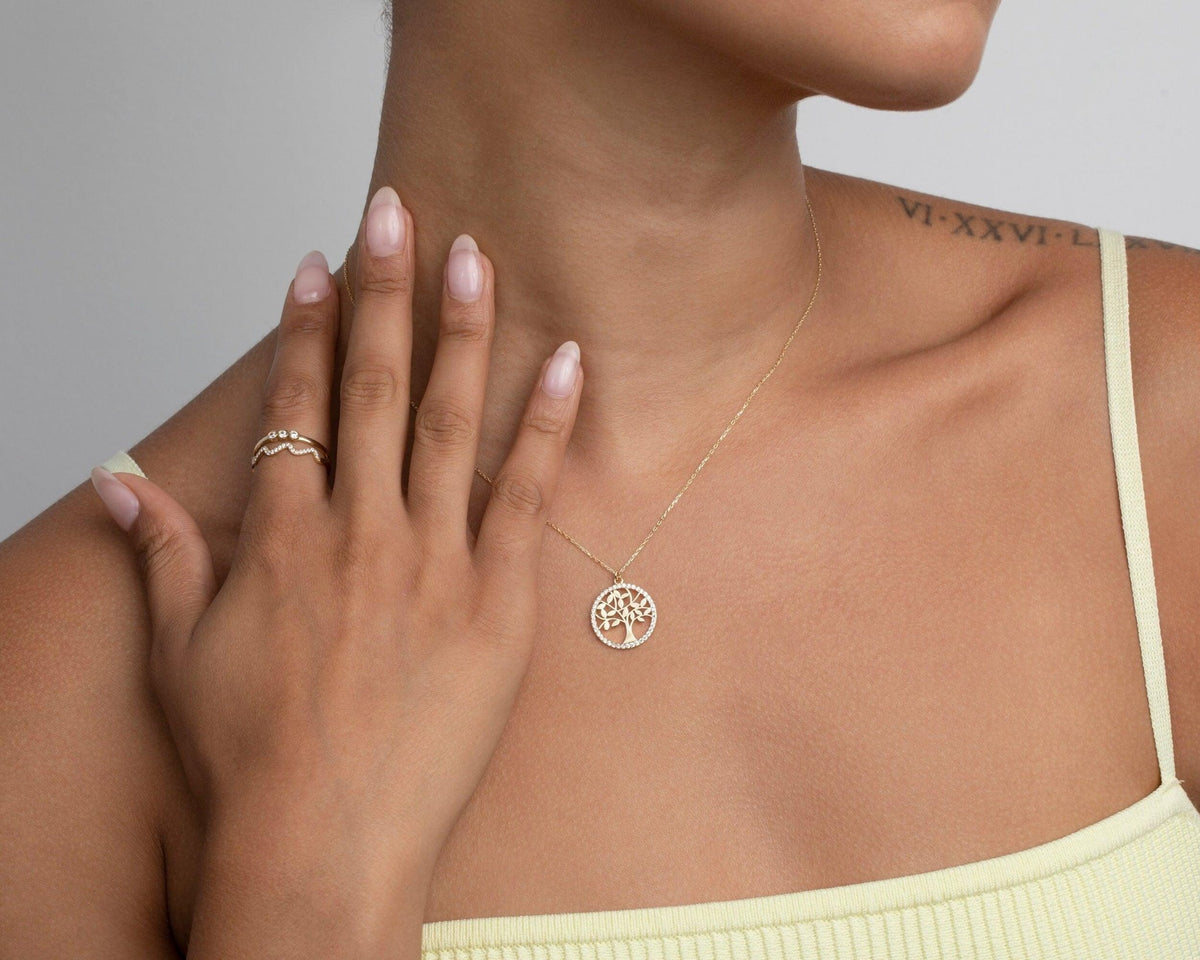 The Dainty Tree of Life Necklace as a mother's day gift in 18K Gold Vermeil. Safe for sensitive skin, made for keeping.