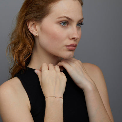 The Diamond Bead Chain Bracelet as an anniversary gift in 18K Gold Vermeil. Safe for sensitive skin, made for keeping.
