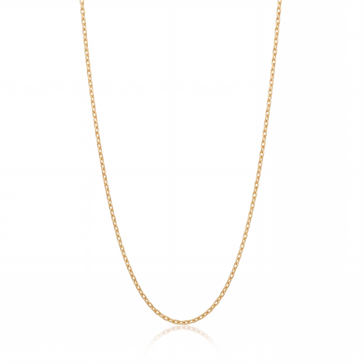 Diamond Cut Cable Chain Necklace on white — 2 mm faceted cable chain in 18K gold.
