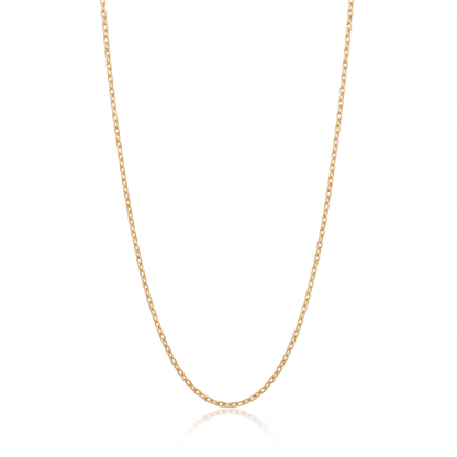 Diamond Cut Cable Chain Necklace on white — 2 mm faceted cable chain in 18K gold.