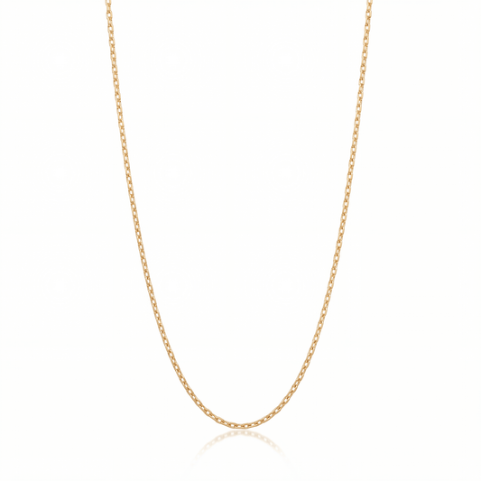 Diamond Cut Cable Chain Necklace on white — 2 mm faceted cable chain in 18K gold.