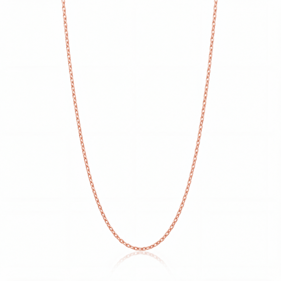 Diamond Cut Cable Chain Necklace in rose gold — 2 mm faceted cable chain.