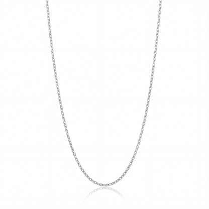 Diamond Cut Cable Chain Necklace in silver / white gold tone — 2 mm faceted cable chain.