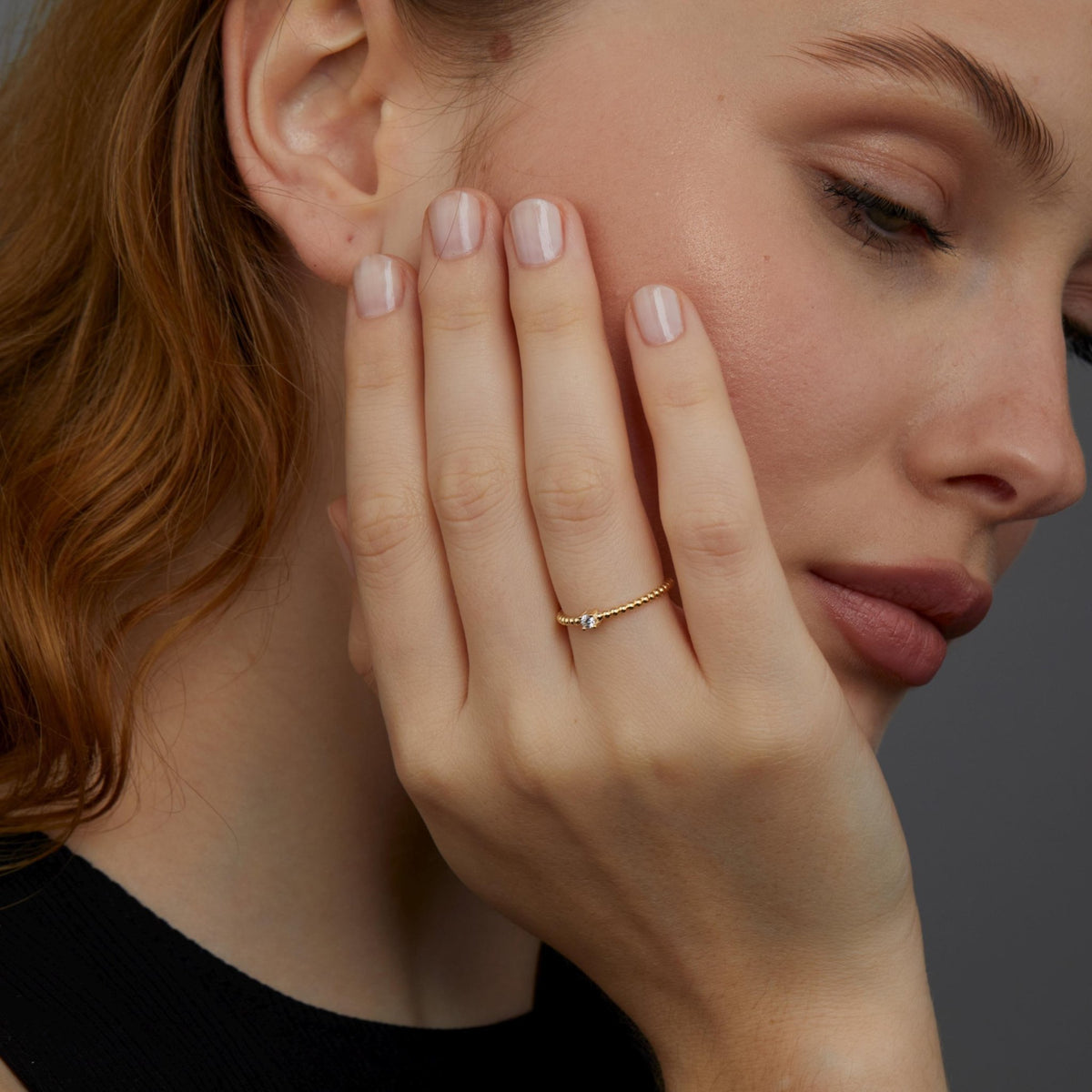 The Diamond Beaded Band Ring as a graduation gift in 18K Gold Vermeil. Tarnish-resistant, made for keeping.