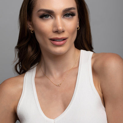 The Double Heart Necklace as a wedding gift in 18K Gold Vermeil. Safe for sensitive skin, made for keeping.