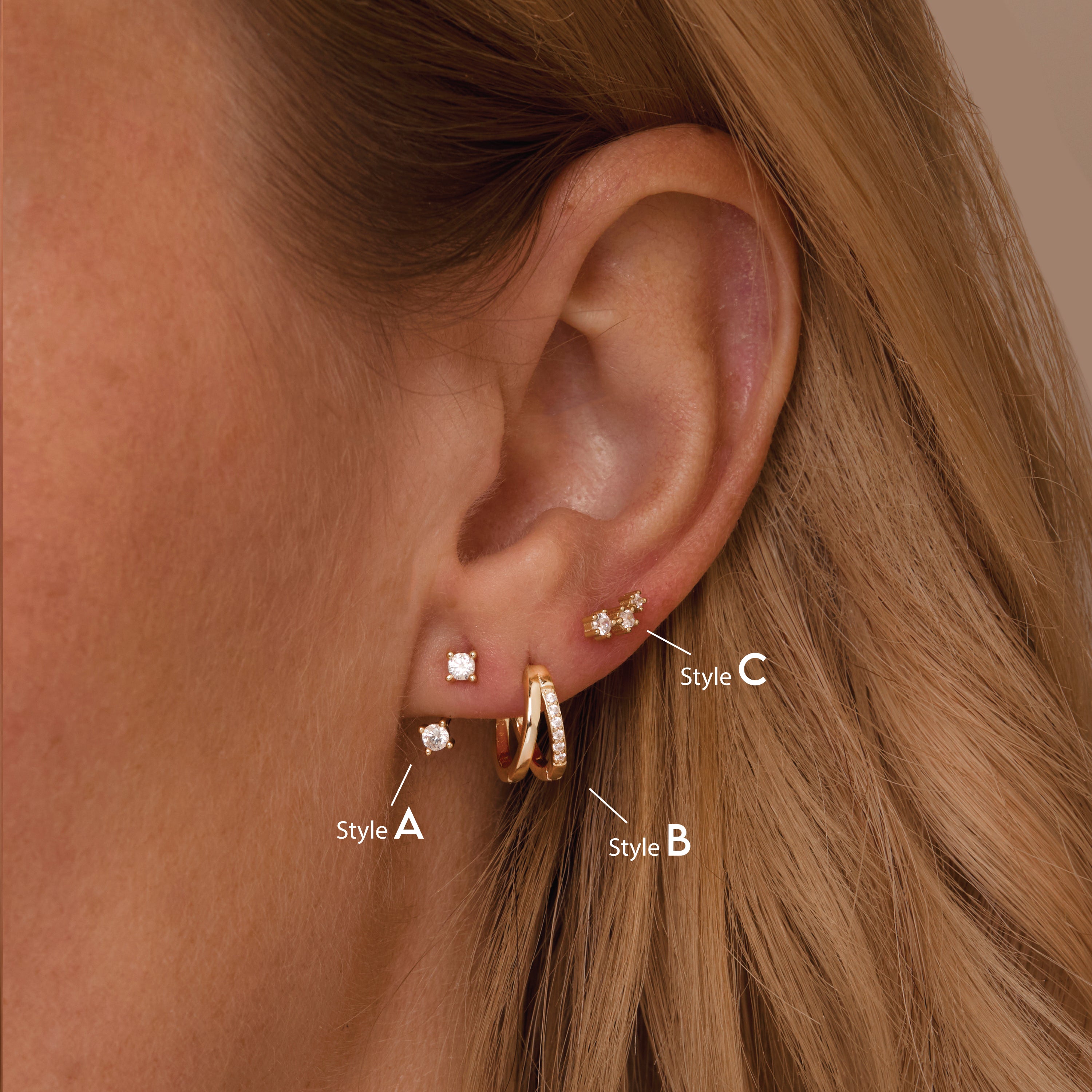 Double Hinge Hoop Ear Jacket Set in Glamour Jewelry House gift box — 18K Gold Vermeil graduation gift. No green marks.