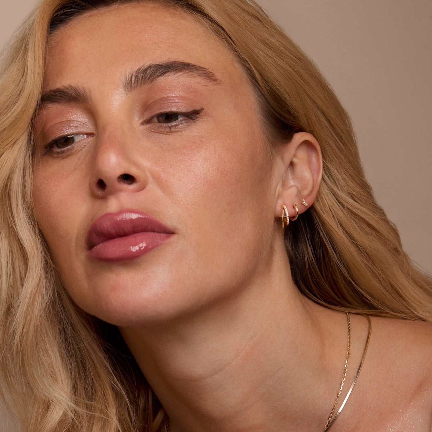 The Double Hoop Stud Earring Set as a mother's day gift in 18K Gold Vermeil. Tarnish-resistant, made for keeping.
