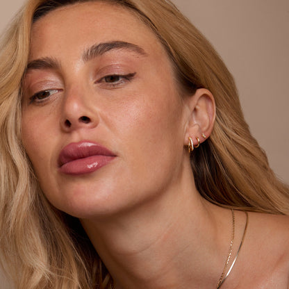 The Double Hoop Stud Earring Set as a mother's day gift in 18K Gold Vermeil. Tarnish-resistant, made for keeping.