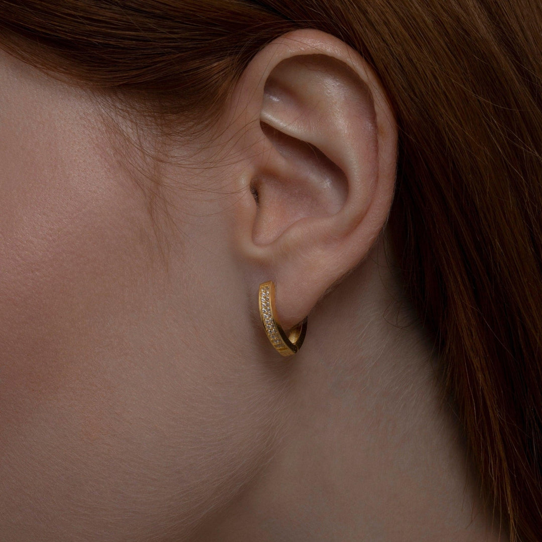 The Double Row Huggie Hoop Earring as a graduation gift in 18K Gold Vermeil. Tarnish-resistant, made for keeping.