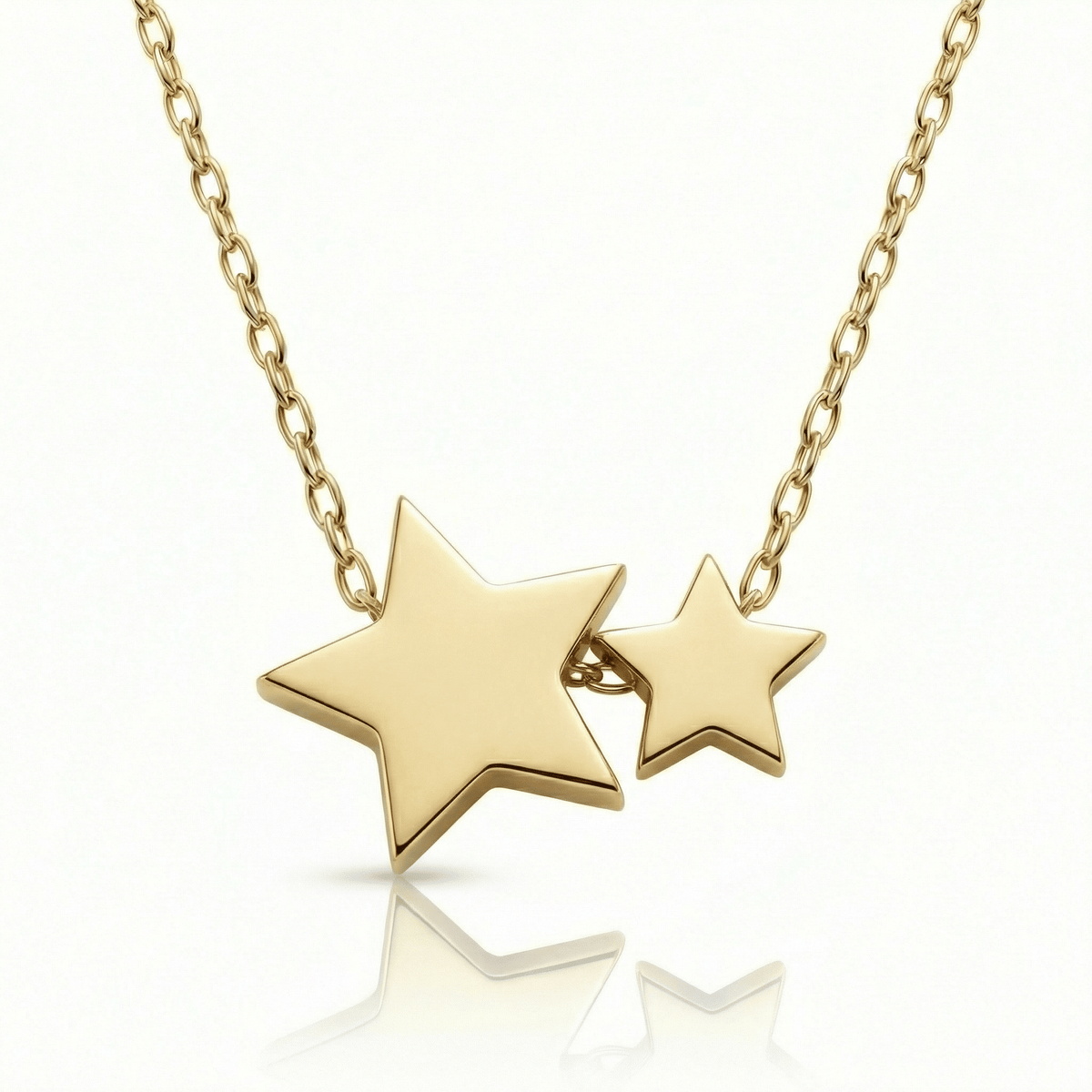 Double Star Pendant Necklace in 18K Gold Vermeil. Tarnish-resistant, perfect for daily wear.