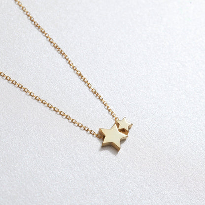 Double Star Pendant Necklace in Glamour Jewelry House gift box — 18K Gold Vermeil graduation gift. Tarnish-resistant.