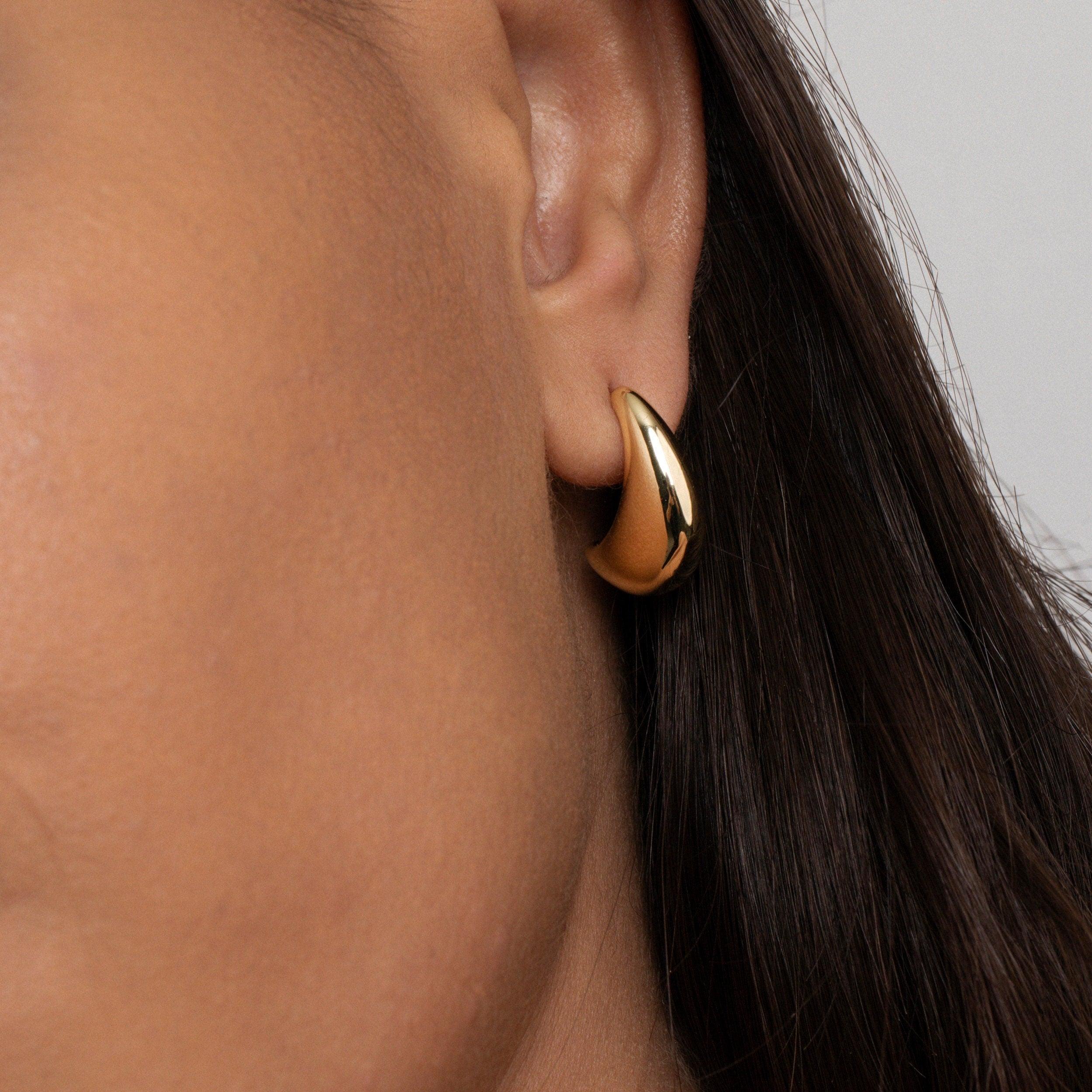 Chunky Earrings for Women as a thoughtful birthday gift in Gold-Plated Steel. Hypoallergenic for sensitive ears.