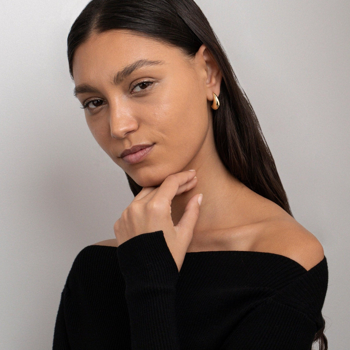 Chunky Earrings for Women in Glamour Jewelry House gift box — Gold-Plated Steel anniversary gift. No green marks.